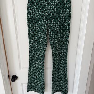 Zara Green Geometric Flare Pants